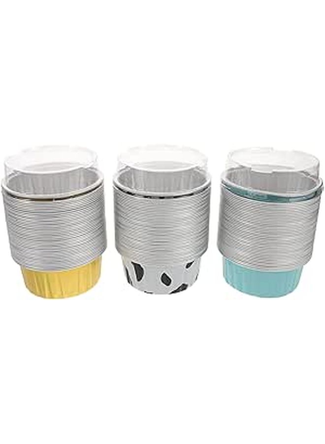 120pcs Mini Cupcake Baking Cups with Lids Aluminum Foil Plastic Tins for Air Fryer Oven - Image 1