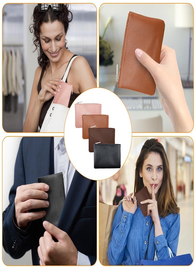 lyBlissor 4Pcs Small Coin Purse,Leather Zipper Pouch Change Purse With Zipper Coin Pouch for Men Women Small Coin Bag Portable Change Wallet Mini Coin Pocket Pouch Change Holder for Women Change Purse for Coins - Image 5