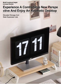 FlashHawk Computer Monitor Stand with USB Hub,4-in-1 USB Wood Monitor Riser for Desktop PC/iMac/MacBook/Printer  - Image 5