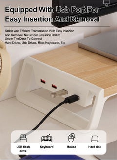 FlashHawk Computer Monitor Stand with USB Hub,4-in-1 USB Wood Monitor Riser for Desktop PC/iMac/MacBook/Printer  - Image 2
