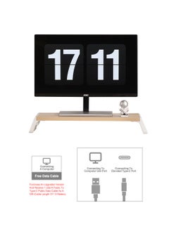 FlashHawk Computer Monitor Stand with USB Hub,4-in-1 USB Wood Monitor Riser for Desktop PC/iMac/MacBook/Printer  - Image 3