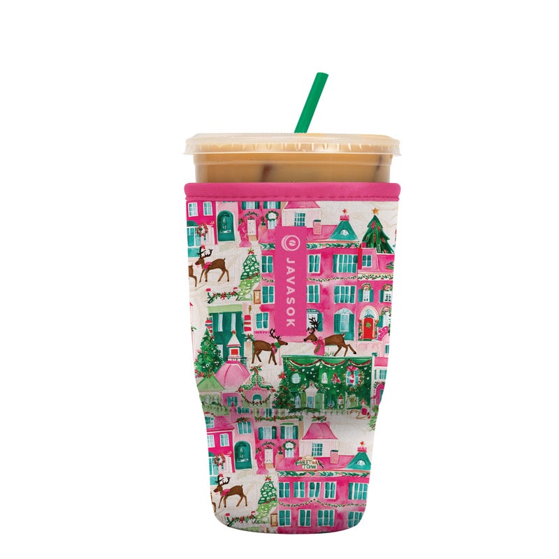 Sok It JavaSok Iced Coffee & Cold Soda Insulated Neoprene Cup Sleeve (Sugarplum Street, Large: 30-32oz) - Image 1