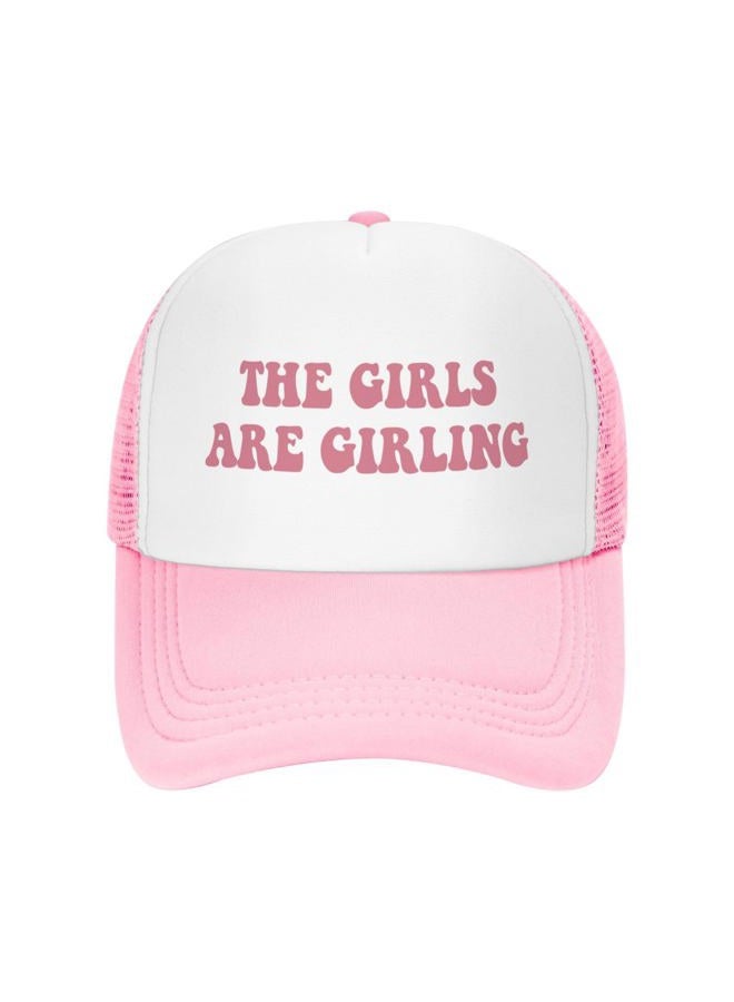 The Girls are Girling Trucker Hats for Women Pink Men Vintage Slogan Pink Hats for Men - Image 1