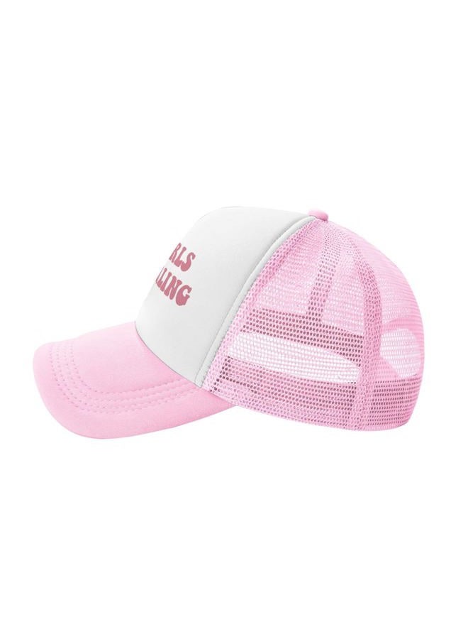 The Girls are Girling Trucker Hats for Women Pink Men Vintage Slogan Pink Hats for Men - Image 3