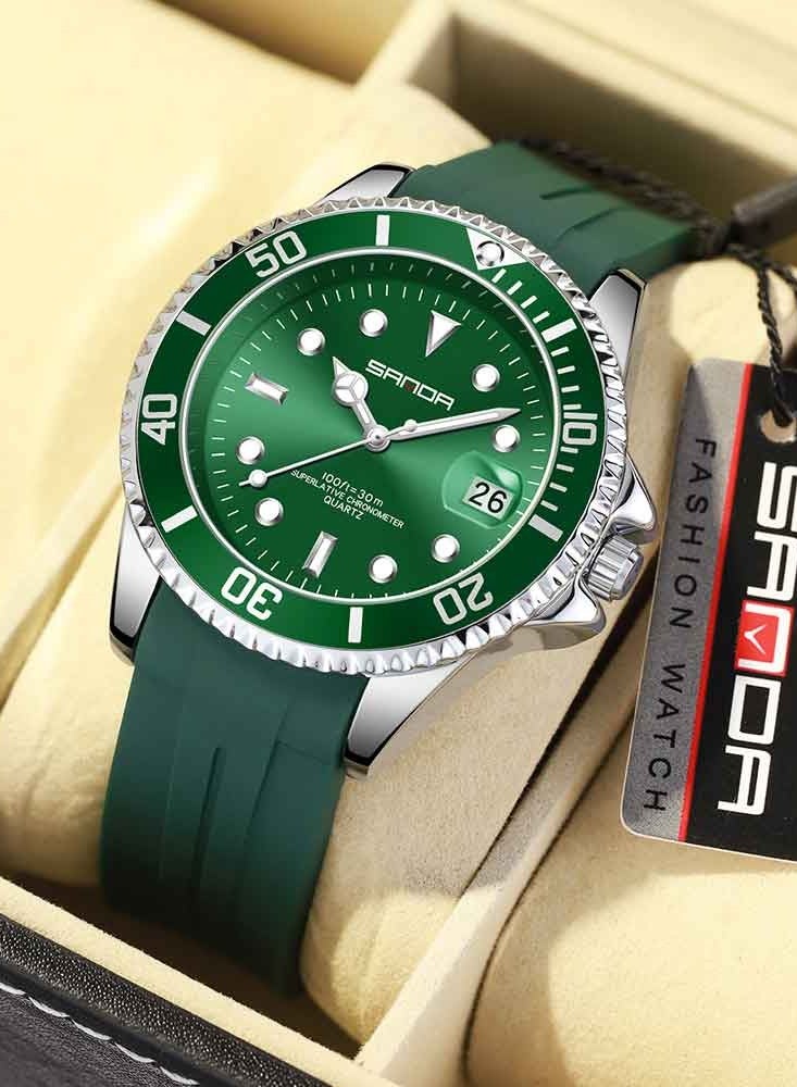 SANDA Business Men Quartz Watch TPU Watch Strap Outdoor Sport Man Watches Luxury Waterproof Luminous Clock - Image 1