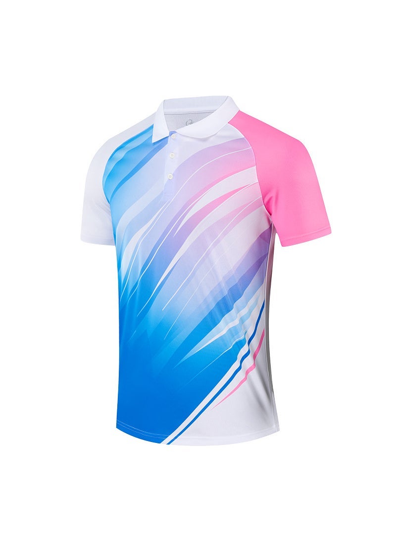 Generic - Mens and womens size summer badminton clothes top in stock printed logo quick-drying breathable tennis table tennis training jersey White - Image 1