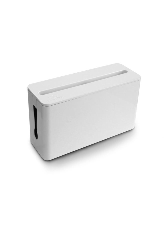 KHOOBREZ Cable Management Box | Mobile, Tablet & Charging Stand | Wire Organizer Box | Desk Organizer Wire Bin (White) - Image 1