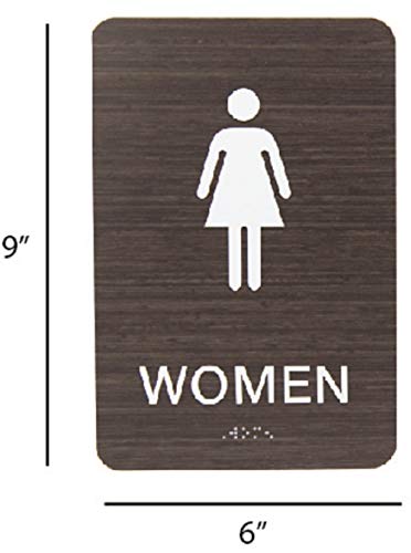 SBlabels NonAccessibleWheelchair Men Women ADA Restroom Bathroom Sign Set wBraille Dark Wood - Image 3