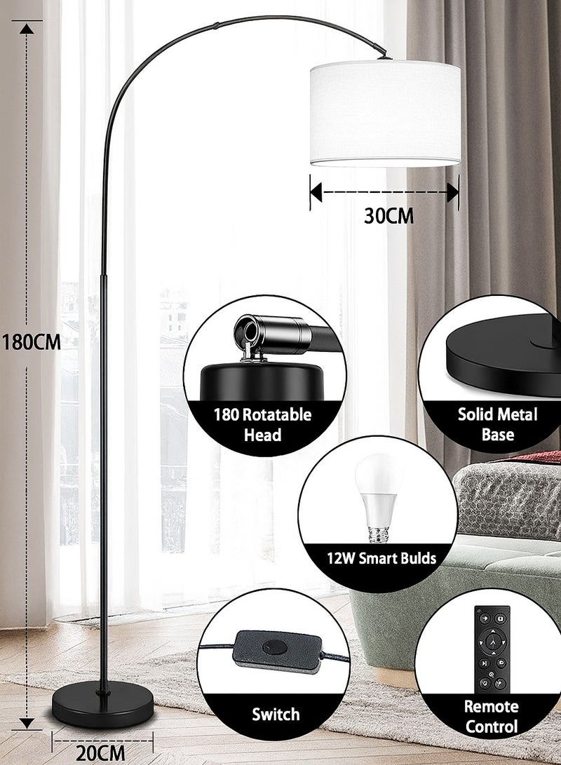 Fullight Modern LED Floor Lamp, 185×38 cm, 12W Warm LED, 3-Level Dimming with Remote & App Control, Marble Base, Ideal for Living Room, Bedroom, Office - Image 4