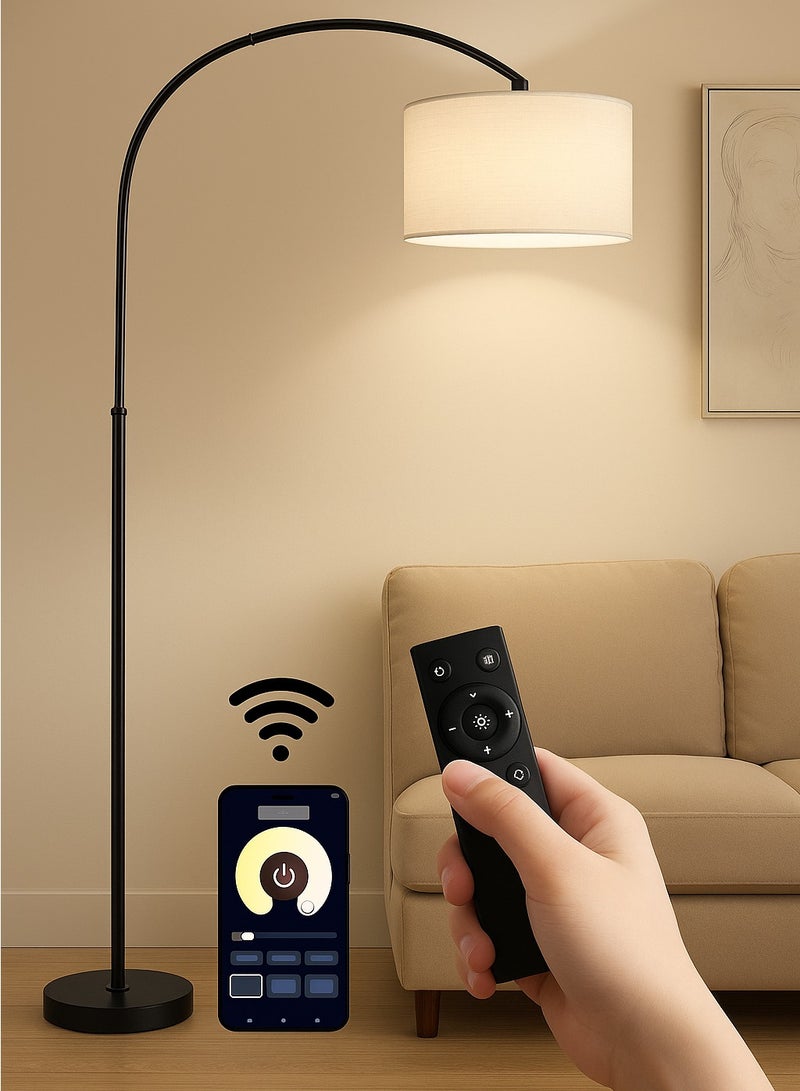 Fullight Modern LED Floor Lamp, 185×38 cm, 12W Warm LED, 3-Level Dimming with Remote & App Control, Marble Base, Ideal for Living Room, Bedroom, Office - Image 1