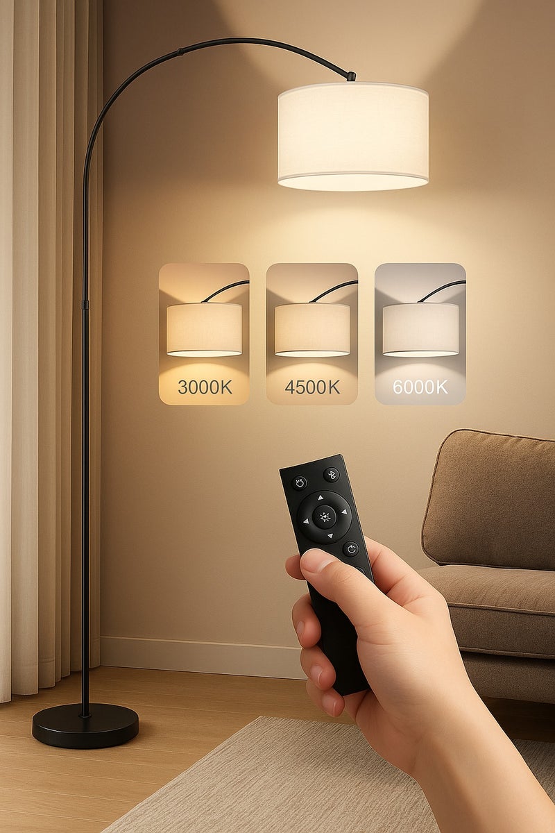 Fullight Modern LED Floor Lamp, 185×38 cm, 12W Warm LED, 3-Level Dimming with Remote & App Control, Marble Base, Ideal for Living Room, Bedroom, Office - Image 2