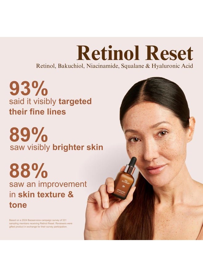 Tru Alchemy Retinol Reset Revitalizing Retinol Serum for face - Wrinkle Appearance Serum & Retinol Cream for Face w/Bakuchiol, Niacinamide for Overnight Renewal w/Long-Term Radiance - 1 fl oz - Image 3