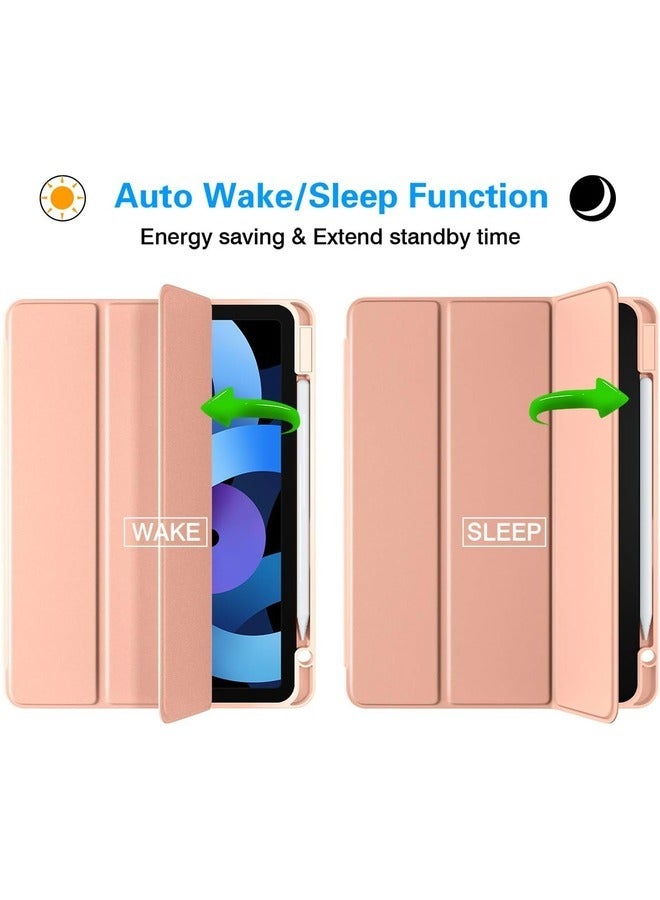 ELTRAZONE Rose Pink Slim Trifold Case with Pencil Holder for iPad Air 13" M2 2024 & iPad Pro 12.9" (6th/5th/4th Gen) - Soft TPU Protective Cover - Image 3