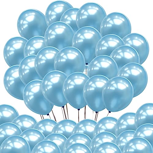 Neo LOONS 100 pcs 5 Pearl Light Blue Premium Latex Balloons Great for Kids Adult Birthdays Weddings Receptions Baby Showers Water Fights or Any Celebration - Image 1