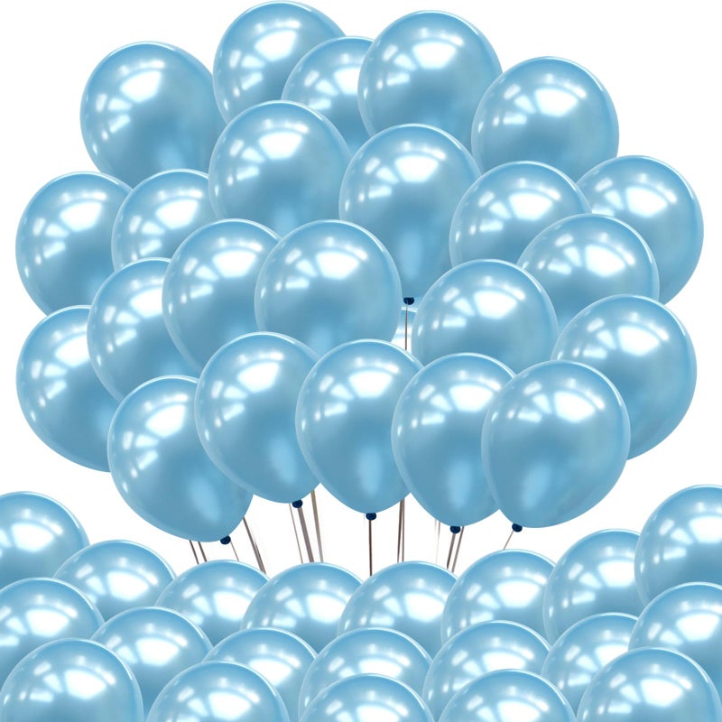 Neo LOONS 100 pcs 5 Pearl Light Blue Premium Latex Balloons Great for Kids Adult Birthdays Weddings Receptions Baby Showers Water Fights or Any Celebration - Image 3