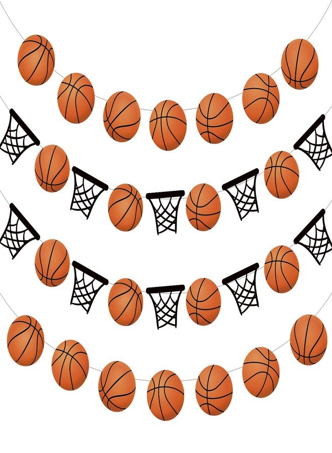 Biswiter Basketball Party Decorations, 4 Pcs No-DIY Basketball Decorations for Party Banners, Basketball Decor Sports Theme Party Paper Garland, Basketball Decorations Basketball Birthday Party Slam Dunk Game - Image 1