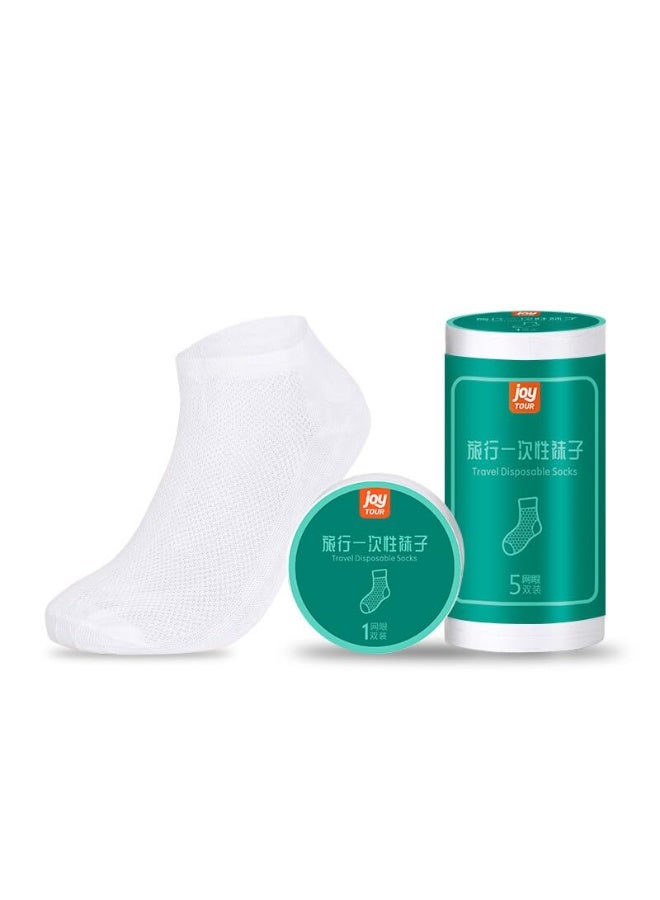 Disposable Cotton Ankle Socks for Women & Men, Portable Travel Pack, 10 Pairs (5 Black, 5 White) - Image 4