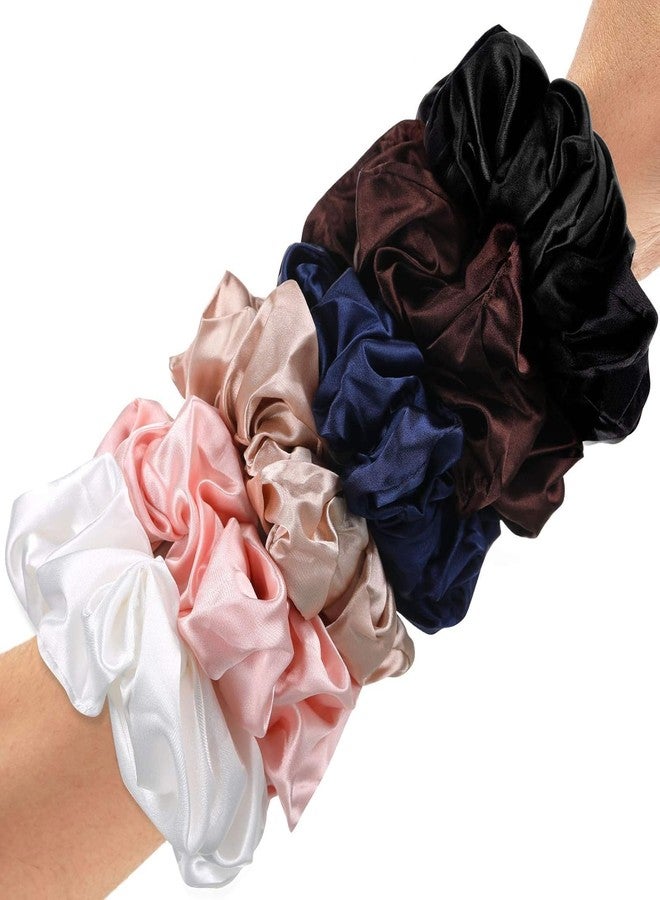 IGNOTO Satin Scrunchies for Hair, Soft Silk Elastic Hair Band Set Hair Ties Ponytail Holders for Women and Girls || Color:- Assorted (Pack of 6) e - Image 1