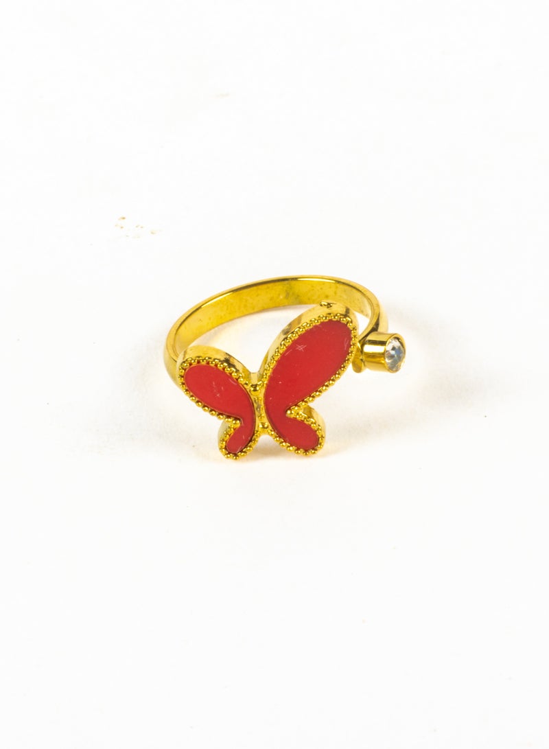 The Black Pearl Accessories Stainless Steel Free Size Red Butterfly Ring  - Image 1