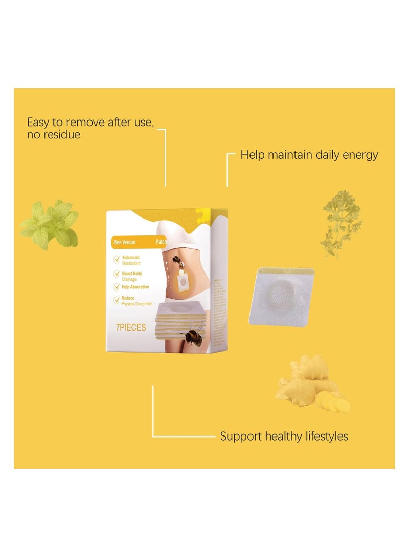 SYOSI Bee Venom Patches, 14PCS Bee Venom Patches, Bee Venom Oil, Bee Venom Firming Oil, Lymphatic Drainage Patches, Body Shaping Stickers for Women & Men, Bee Venom Patch for All Skin Types (7PCS*2Packs) - Image 4