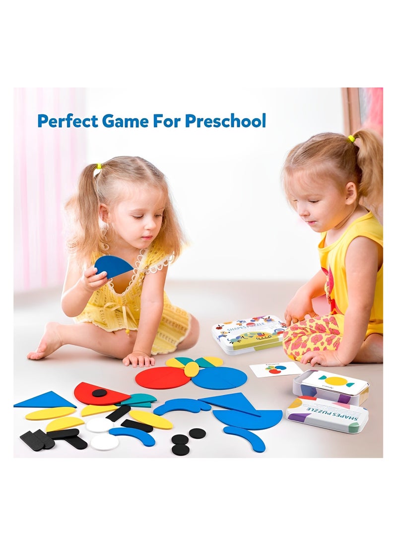 Generic - Wooden Pattern Blocks, Animals Jigsaw Puzzle, Tangram Shape Puzzle, Stacking Games Educational Toys, Sorting Stacking Game - Image 1