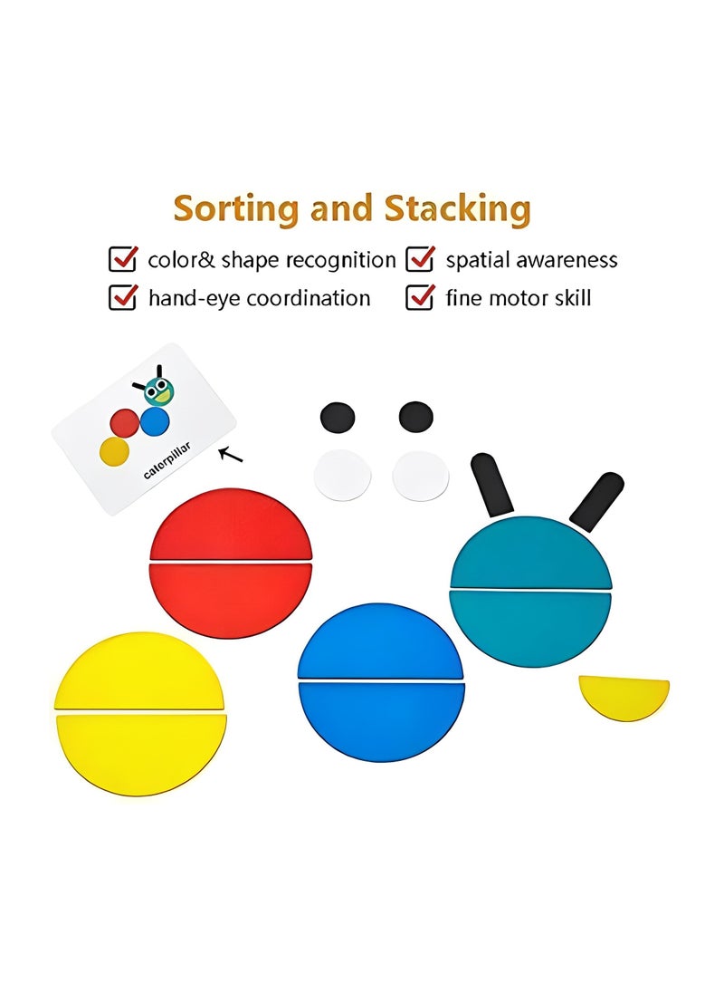 Generic - Wooden Pattern Blocks, Animals Jigsaw Puzzle, Tangram Shape Puzzle, Stacking Games Educational Toys, Sorting Stacking Game - Image 1