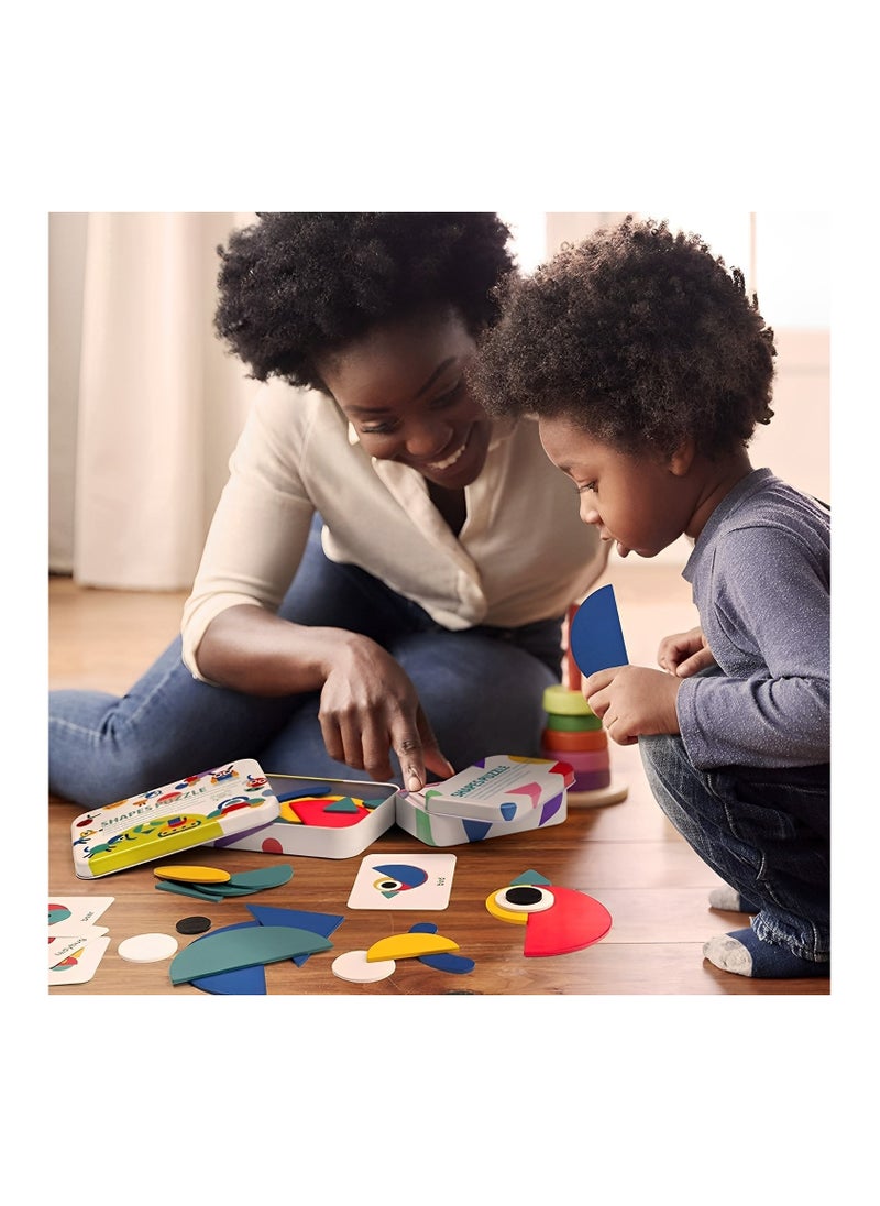 Generic - Wooden Pattern Blocks, Animals Jigsaw Puzzle, Tangram Shape Puzzle, Stacking Games Educational Toys, Sorting Stacking Game - Image 1