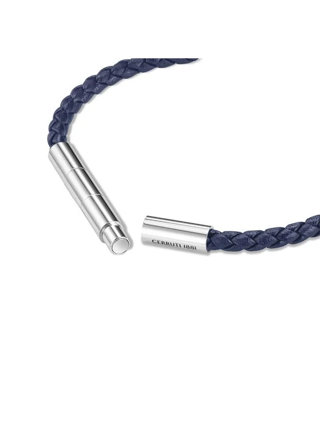 CERRUTI 1881 Valerio Blue Braided Leather Bracelet for Men