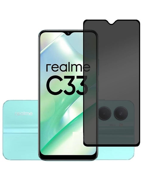 Tempered Glass Screen Protector Anti-Spy Privacy Designed For Realme C33 Full Screen Coverage And Bubble Free