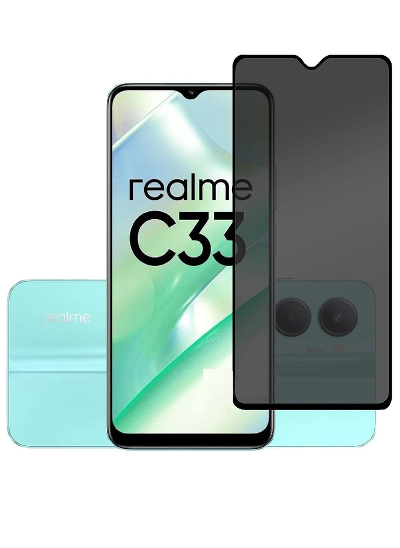 we3 Tempered Glass Screen Protector Anti-Spy Privacy Designed For Realme C33 Full Screen Coverage And Bubble Free  - Image 1