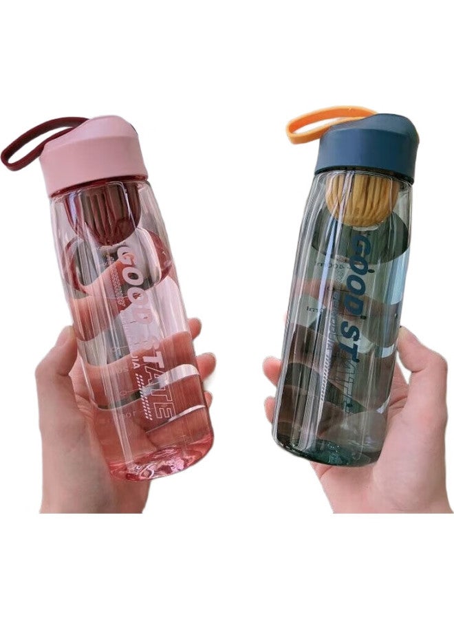 Ijarl Plastic Water Bottle, Portable Cup, Trendy Handheld Cup, Back-To Water Bottle, Plastic Cup, Pink, 550Ml - Image 3