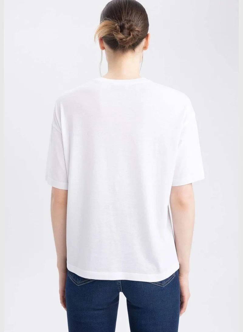 DeFacto Woman Crew Neck Knitted Short Sleeve T-Shirt