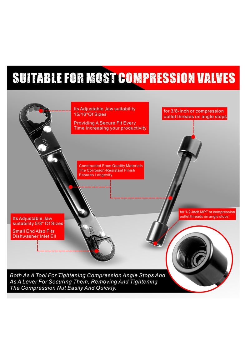 Plumbing Tools Angle Stop Wrench Kit, Dual Kwik Tite Wrench Kit, Angle Stop Wrench, Plumbing Wrench, Professional Plumbing Toolset For Easy Angle Stop And Supply Nut Installation - Image 4