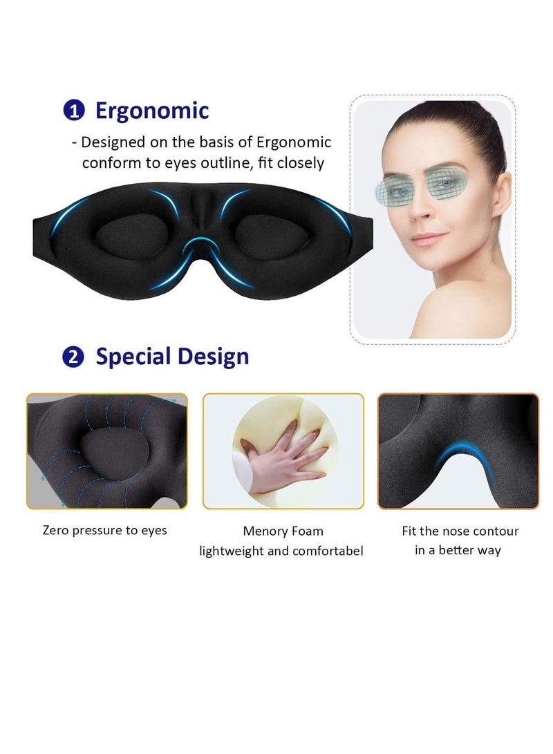 Excefore 3D Sleep Mask, 100% Blockout Light Eye Mask，Sleeping Eye Mask Contoured Cup Night Blindfold Soft Comfy Eye Cover, Molded Eye Shade with Adjustable Strap for Travel, Nap（Black） - Image 3