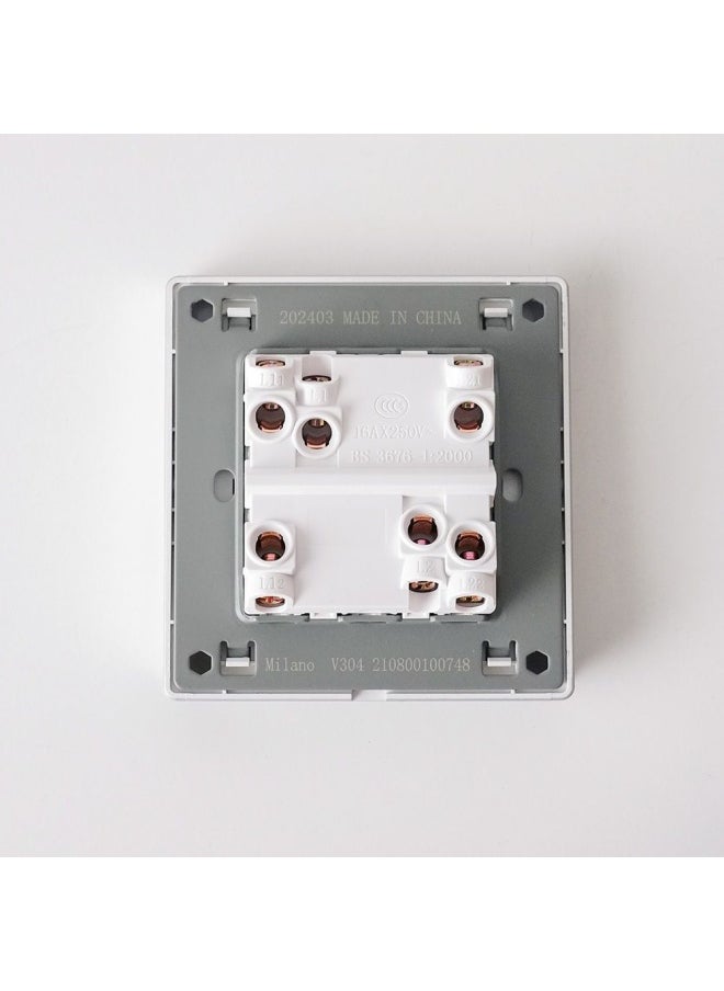 DANUBE HOME Milano 10A 2G 2W Switch Electrical Switches Sockets Outlets For Home Appliances Office Hotel Conventional Construction Project Aura Slvr  - Image 3
