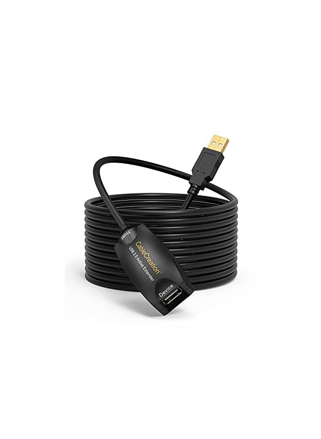 CableCreation - Active Usb 2.0 Extension Cord Long 16Ft Usb 2.0 Extender Usb A Male To A Female Repeater Cable For Oculus Rift Printer Scanner Keyboard Game Console Security Camera Black - Image 1