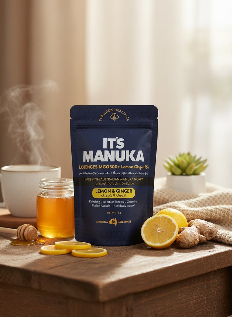 its manuka MGO 500+ Lemon & Ginger Lozenges | Refreshing For Throat | Gluten Free, All-Natural Made With Australian Manuka Honey, 16pcs - Image 3