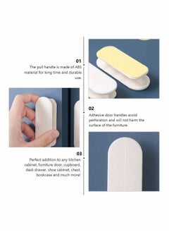 Y&D 6 Pcs Self-Stick Drawer Knobs ABS Plastic Punch Free Instant Cabinet Handles Pull Helper Hardware Tool for Door Window Toilet Cover White  - Image 2