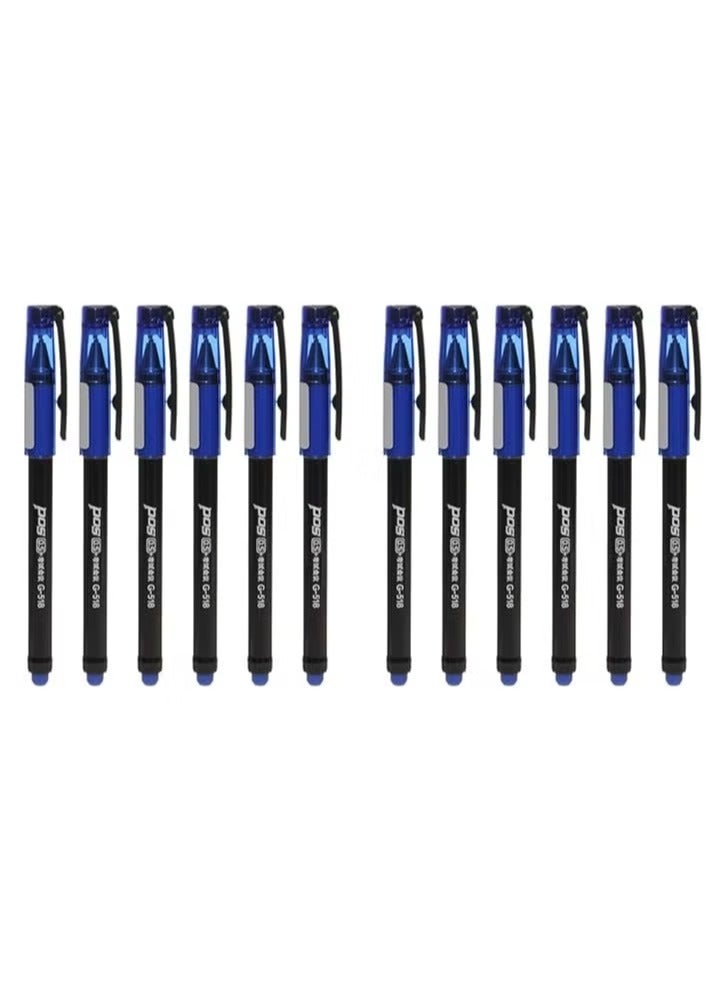 POWER G-518 Gel Pen Pos 0.5 MM Pack Of 12 Pens - Blue - Image 1