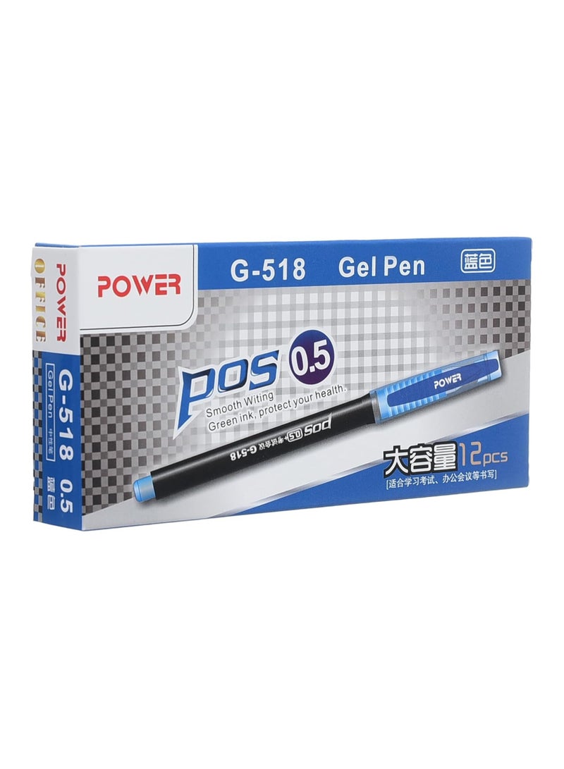 POWER G-518 Gel Pen Pos 0.5 MM Pack Of 12 Pens - Blue - Image 4