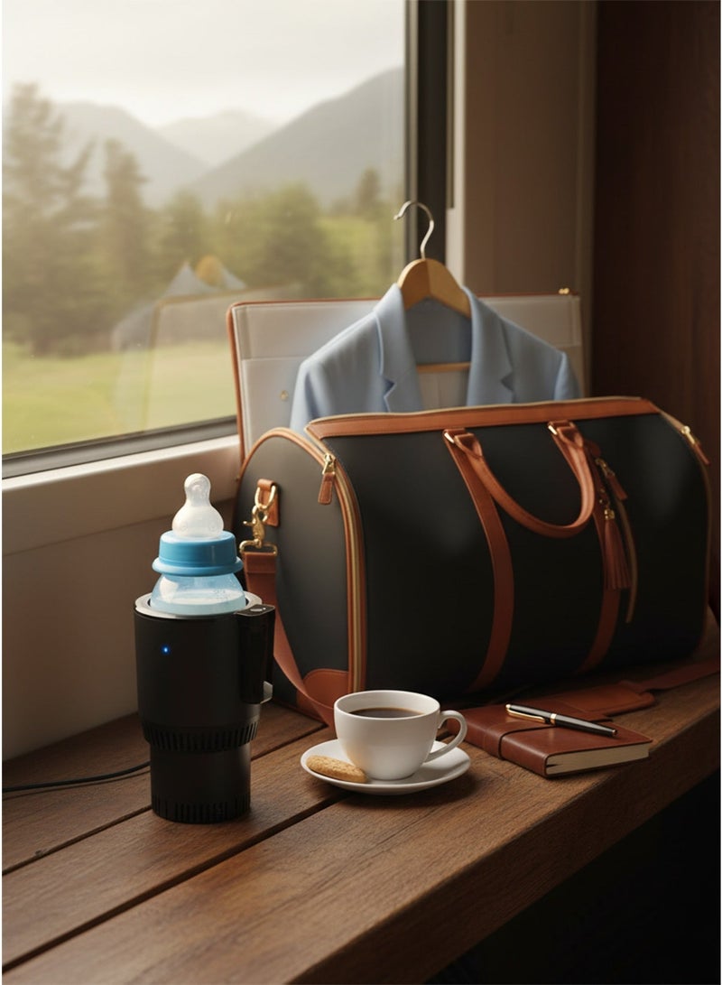 حقيبة سفر نسائية كبيرة قابلة للطي والتعليق، لحفظ الملابس دون تجاعيد، مع جيب للأحذية، حقيبة متعددة الاستخدامات للسفر والعمل، بالإضافة إلى ثلاجة صغيرة ذكية للسيارة لحفظ المشروبات الساخنة والباردة مع شاشة عرض، تبريد وتسخين سريع، مثالية للقهوة والمشروبات الأخرى. - Image 2