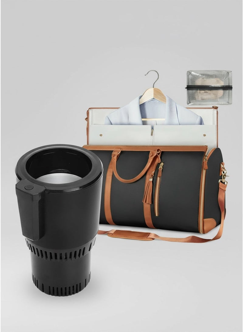 حقيبة سفر نسائية كبيرة قابلة للطي والتعليق، لحفظ الملابس دون تجاعيد، مع جيب للأحذية، حقيبة متعددة الاستخدامات للسفر والعمل، بالإضافة إلى ثلاجة صغيرة ذكية للسيارة لحفظ المشروبات الساخنة والباردة مع شاشة عرض، تبريد وتسخين سريع، مثالية للقهوة والمشروبات الأخرى. - Image 4