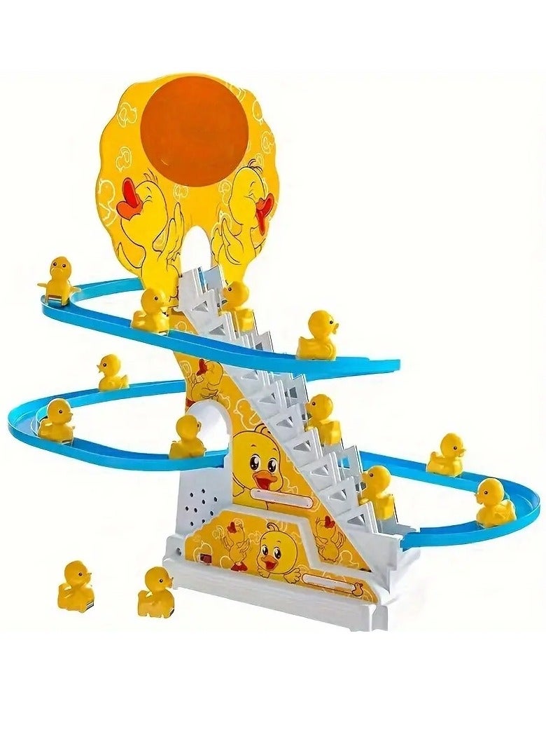 Interactive Duck Climbing Stairs Toy - Automatic Stair Climbing Ducks with LED Lights & Music, USB/Battery Power - Perfect for Kids 3+ to Enhance Cognitive Skills and Motor Coordination  - Image 5
