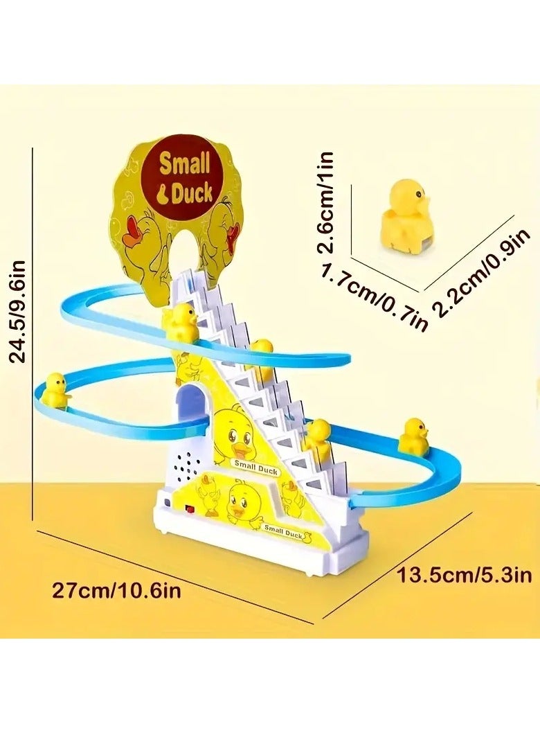 Interactive Duck Climbing Stairs Toy - Automatic Stair Climbing Ducks with LED Lights & Music, USB/Battery Power - Perfect for Kids 3+ to Enhance Cognitive Skills and Motor Coordination  - Image 4
