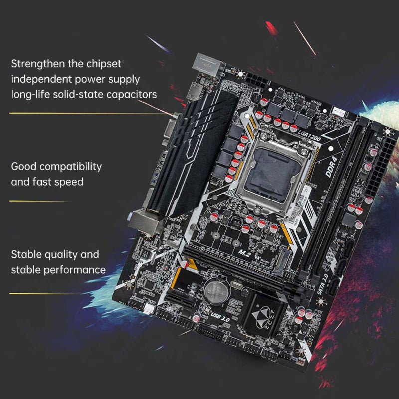لوحة الأم للالعاب: شكل ATX 175*225 مم أسود - لدعم المعالجات المركزية القوية Intel، لوحة الأم للألعاب عالية الأداء، متعدد المهام، وبناء أجهزة الكمبيوتر المكتبية - Image 3