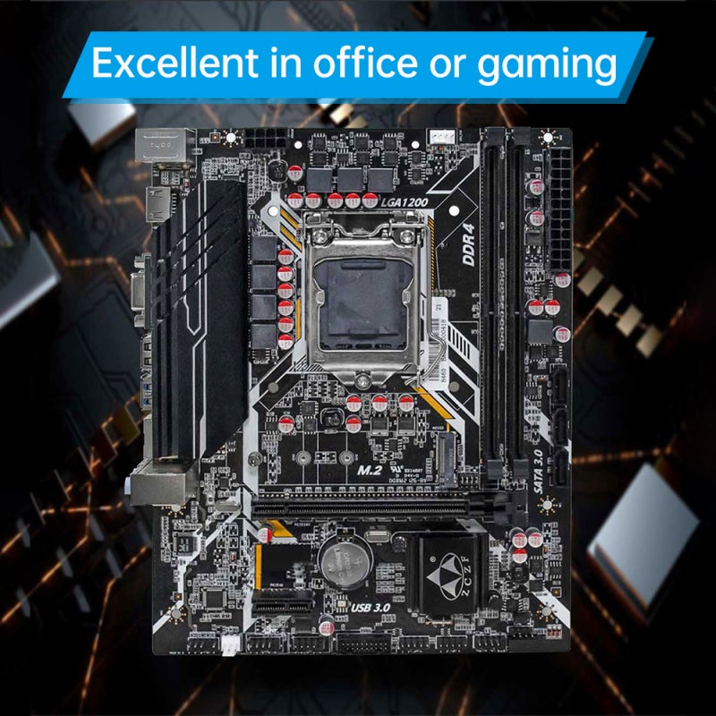 لوحة الأم للالعاب: شكل ATX 175*225 مم أسود - لدعم المعالجات المركزية القوية Intel، لوحة الأم للألعاب عالية الأداء، متعدد المهام، وبناء أجهزة الكمبيوتر المكتبية - Image 2