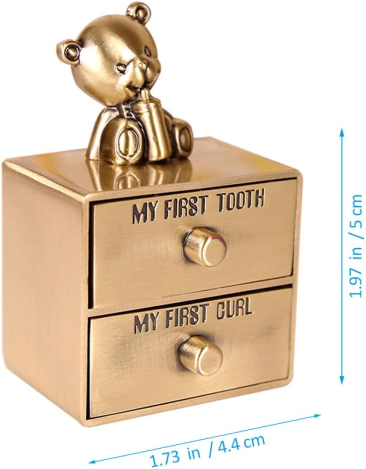 Teeth Keepsake Box and Curl Storage Container for Metal Tooth Holder with Drawer Design for Boys and Nursery Keepsake - Image 2