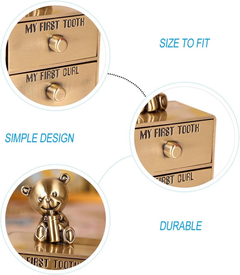 Teeth Keepsake Box and Curl Storage Container for Metal Tooth Holder with Drawer Design for Boys and Nursery Keepsake - Image 3