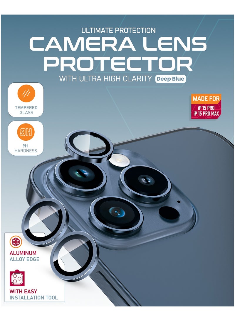 Moxedo Camera Lens Protector Aliminum Alloy with Easy Installation Tool Compatible for iPhone 15 Pro 6.1 inches/iPhone 15 Pro Max 6.7 inches (Deep Blue) - Image 5