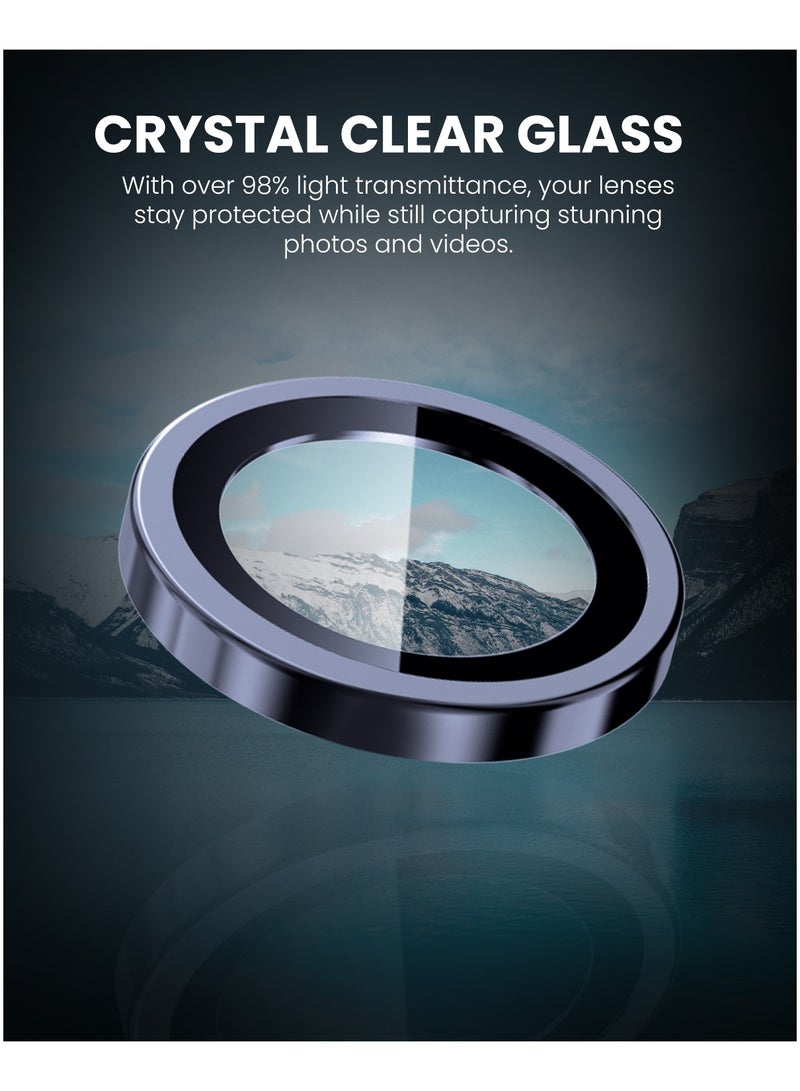 Moxedo Camera Lens Protector Aliminum Alloy with Easy Installation Tool Compatible for iPhone 15 Pro 6.1 inches/iPhone 15 Pro Max 6.7 inches (Deep Blue) - Image 2